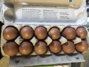 A carton containing twelve dark brown eggs, freshly gathered from the nest, symbolizing farm-fresh nourishment and natural quality.