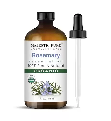 Majestic Pure USDA Organic Rosemary Essential Oil | 100% Natural and Pure Rosemary Oil for Hair Growth, Skin, Face, Aromatherapy & Essential Oils for Diffuser | 4 fl oz