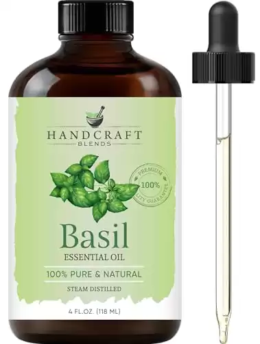 Handcraft Blends Basil Essential Oil - Huge 4 Fl Oz - 100% Pure and Natural - Premium Grade with Glass Dropper