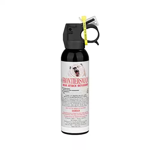 SABRE Frontiersman 7.9 fl oz. Bear Spray, Maximum Strength 2.0% Major Capsaicinoids, Powerful 30 ft. Range Bear Deterrent, Outdoor Camping & Hiking Protection, Quick Draw Holster & Multipack O...