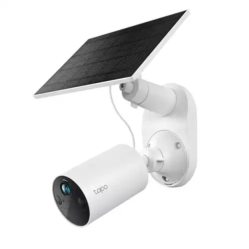 TP-Link SolarCam C402 Kit, Outdoor Battery Camera w/Solar Panel Base, Wireless, 1080P, Free Person/Vehicle Detection, SD/Cloud Storage, Color Night Vision, No Hub Needed, Works w/Alexa