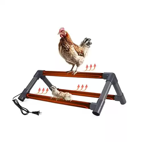 H&G lifestyles Heated Chicken Perch for Warm and Cozy Coop Brooder Roosting Winter-Proof Electric Heating Training Perch for Chiken Hens Parrots Macaw Easy to Assemble and Clean