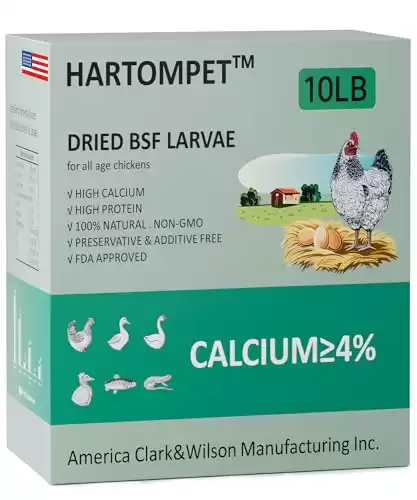 HARTOMPET Better Than Dried Mealworms for Chickens 10 lbs - 85X Calcium Than MealWorms - Non-GMO Chicken Feed Additive & Molting Supplement - black soldier fly larvae Treats for Hens, Ducks, Wild ...