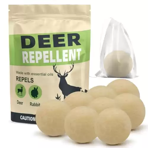 PREPELLITY Deer Repellent, Rabbit Repellent Outdoor, Deer Deterrent for Garden, Repellents Deer for Plants, Keep Rabbits Out of Backyard, Deer Repellant Balls for Flowers Shrubs & Trees-8 Packs