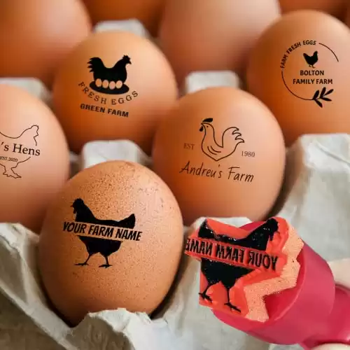 Egg Stamps for Fresh Eggs Personalized Chicken Egg Stamp with Unique Designs Custom Egg Marking for Farm Chicken Coop Branding Gift Giving - Design Template - 0.8"