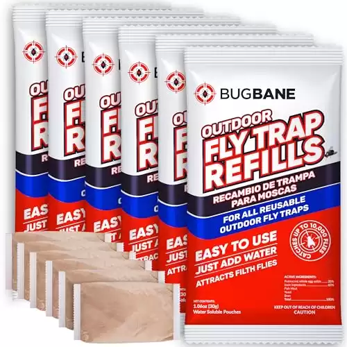 Fly Trap Bait Refills 6x30g. Natural Fly Magnet Bait Refill for All Reusable Outdoor Fly Traps. Fly Trap Refill Packets Fly Bait Refill Packets Fly Attractant Fly Bait Granules. Fly Trap Attractant