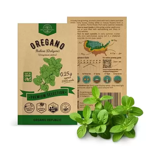 Italian Vulgare Oregano Seeds Pack 0.25 G - Over 3500 Non-GMO Heirloom Oregano Seeds for Planting Herbs in Individual Seed Packet, Herbs Seeds for Planting Home Garden Indoor & Outdoor Gardening