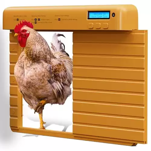 HOPOCO Automatic Chicken Coop Door with Timer, Auto Coops Door Opener with Programmable Light Sensor Mode and Weatherproof, Anti-Pinch Auto Chicken Door Powered by Battery/DC