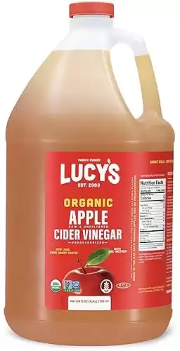 Lucy's Family Owned - USDA Organic NonGMO Raw Apple Cider Vinegar, Unfiltered, Unpasteurized, With the Mother, (Gallon)