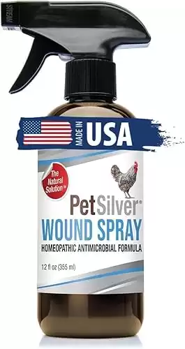 PetSilver Wound Spray Chicken & Bird Formula with Patented Chelated Silver, Healing Aid for Pecking Sores, Bumble Foot, Cuts, Wounds, Burns, and Skin Irritations, Chicken Care, Made in USA, 12 fl....