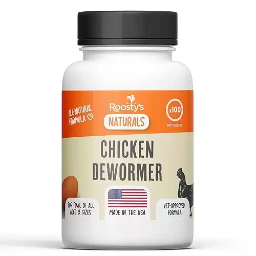 Roosty's Naturals De-Wormer for Chickens | 100 Count | All-Natural Formula | US-Made Chicken Wormer, Poultry De-Wormer | Chicken Medicine Supplies to Relieve and Safeguard from Worms