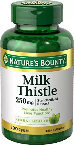 Nature's Bounty Milk Thistle Capsules for Liver Support, Herbal Supplement, 250 mg per Serving (200 Count)