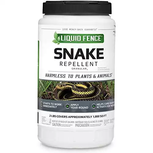 Liquid Fence Snake Repellent Granules, Safe Around Kids and Pets When Used & Stored as Directed, Keep Snakes Out of Garden, Patio and Backyard, 2 lb