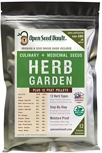 Open Seed Vault 4,000 Non GMO Heirloom Vegetable Seeds for Planting Vegetables and Fruits - 12 Variety Pack of Herb Seeds for Planting Outdoors - Gardening Supplies, Survival Gear, Prepper Kits